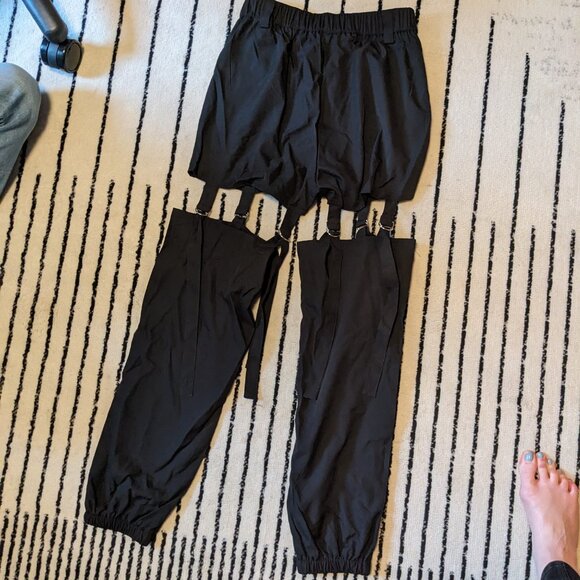 Black Cargo Cut Out Pants - Picture 2 of 4